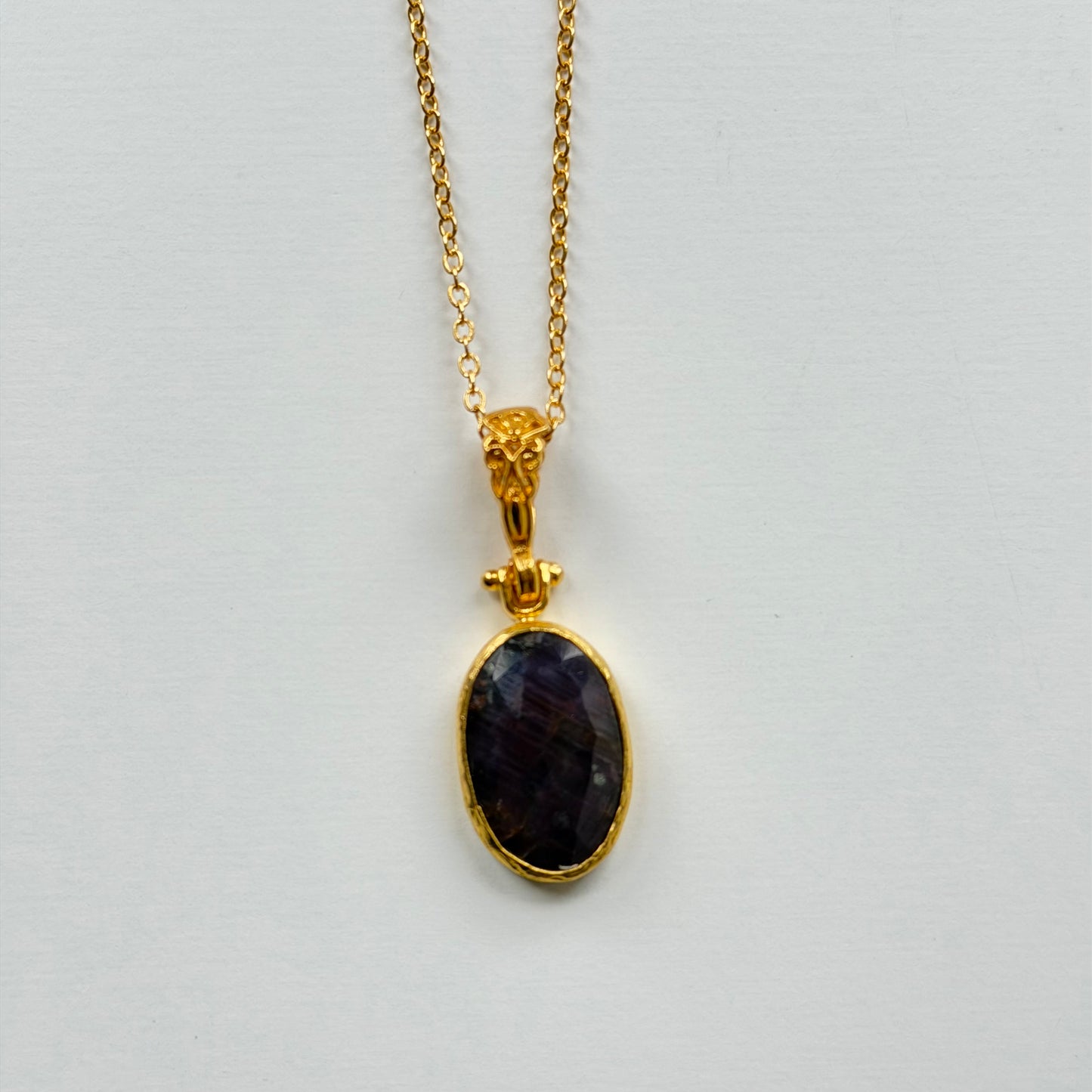 Semi Precious Stone Pendant Dainty Chain Necklace