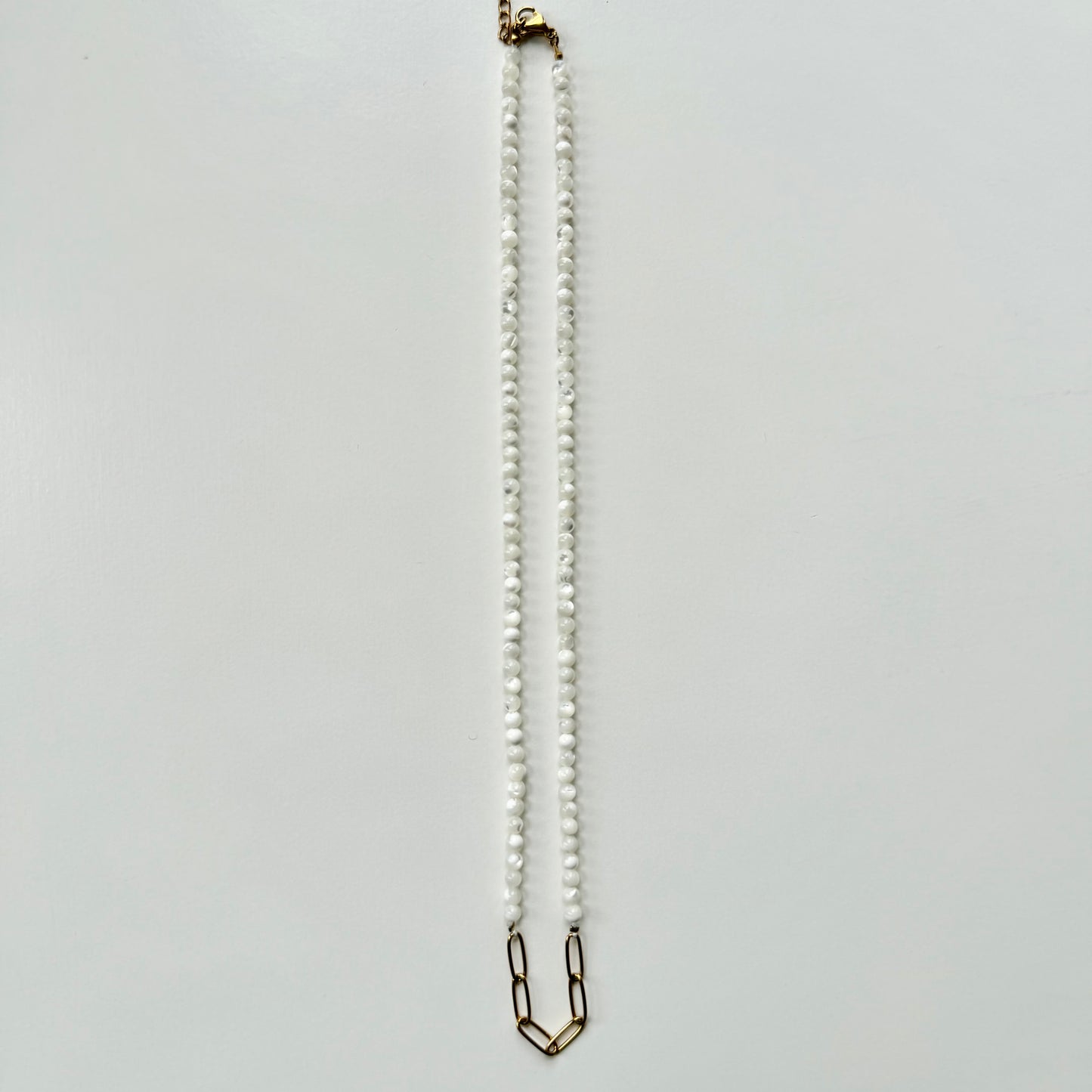 Gold Plated White Beaded Necklace