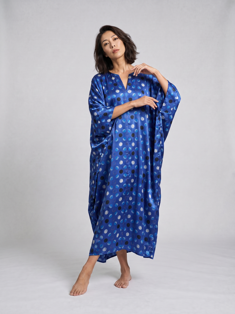 Capri Soleil Blue Silk Kaftan