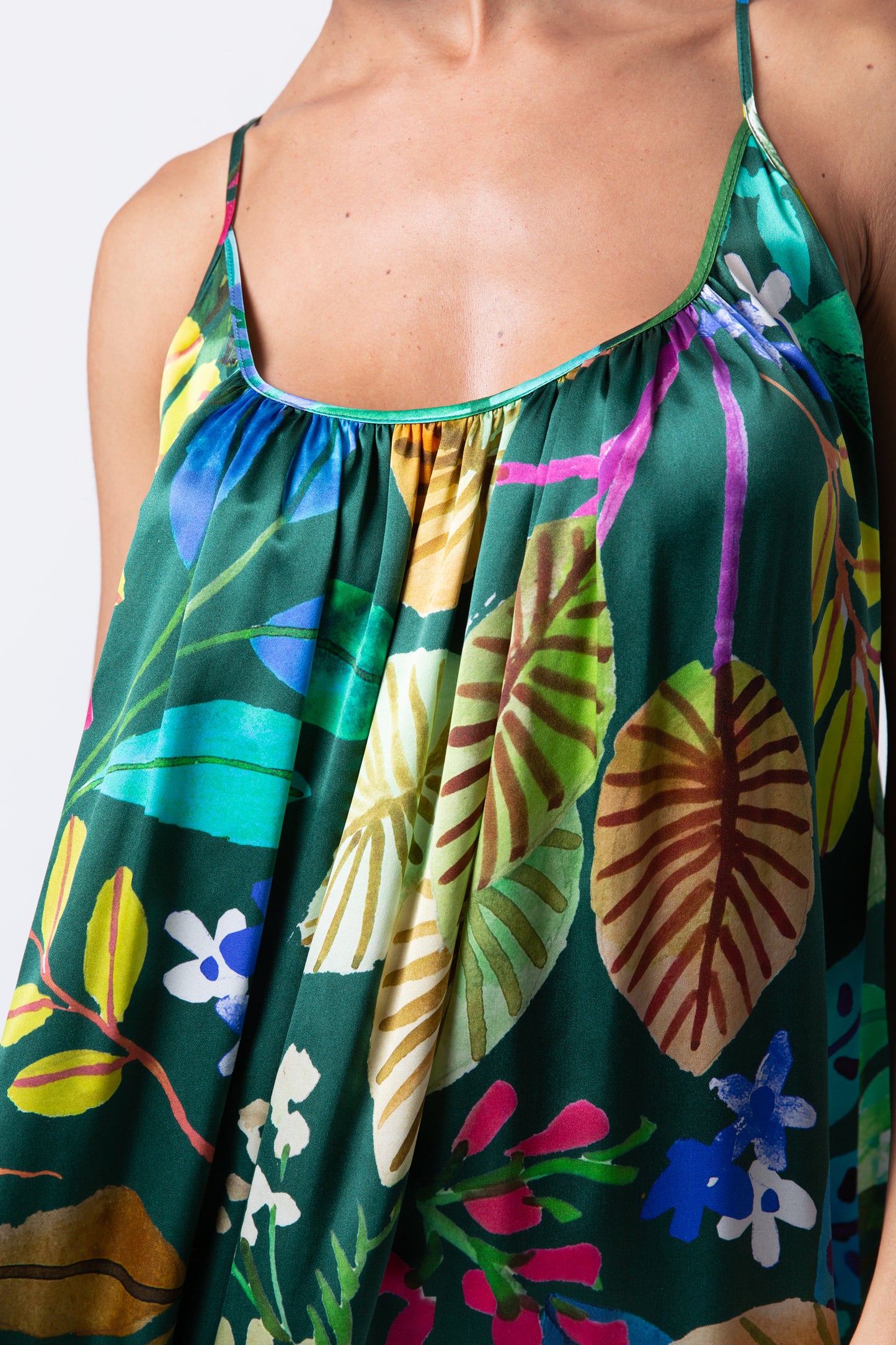 Silk Spaghetti Dress - Green