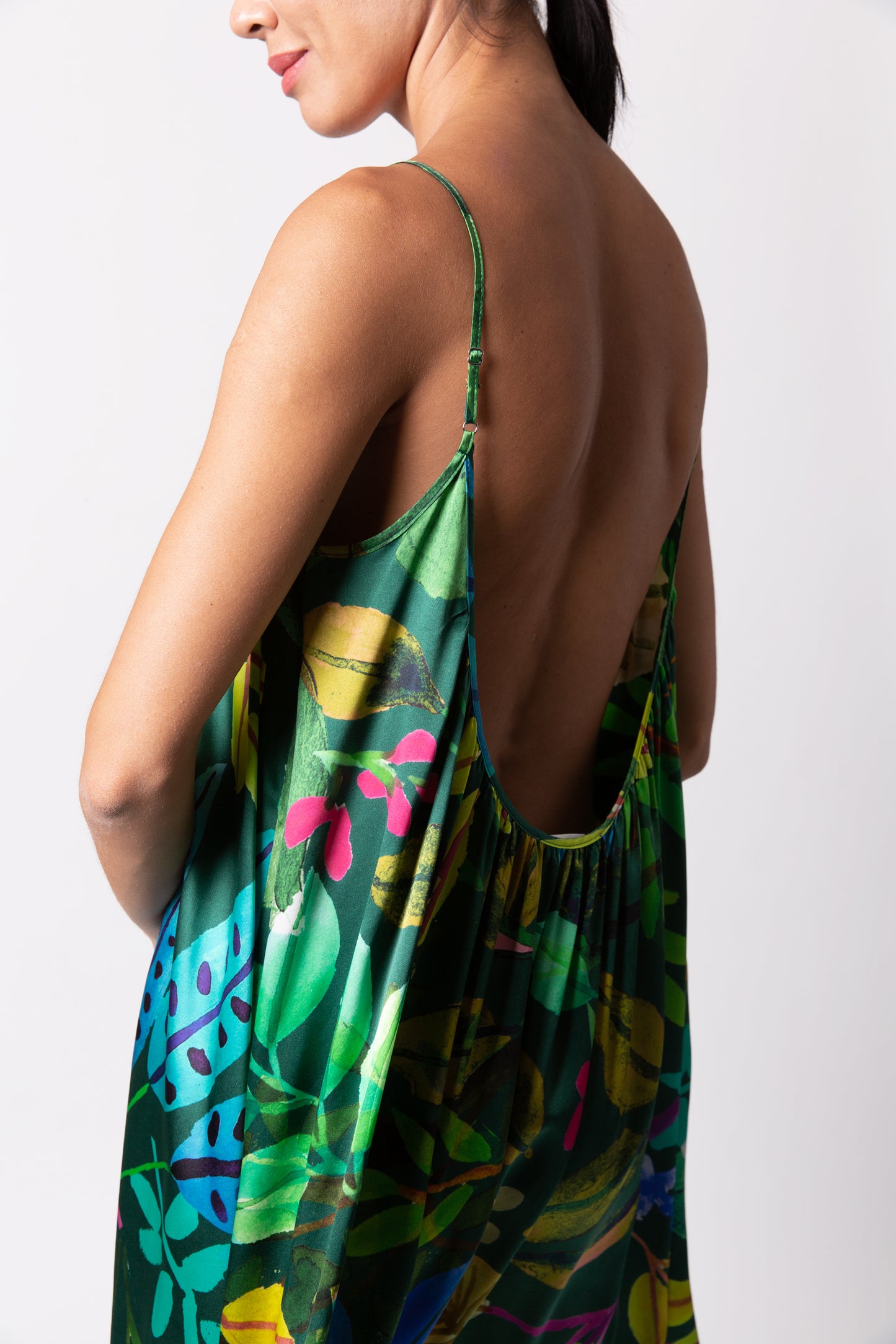 Silk Spaghetti Dress - Green
