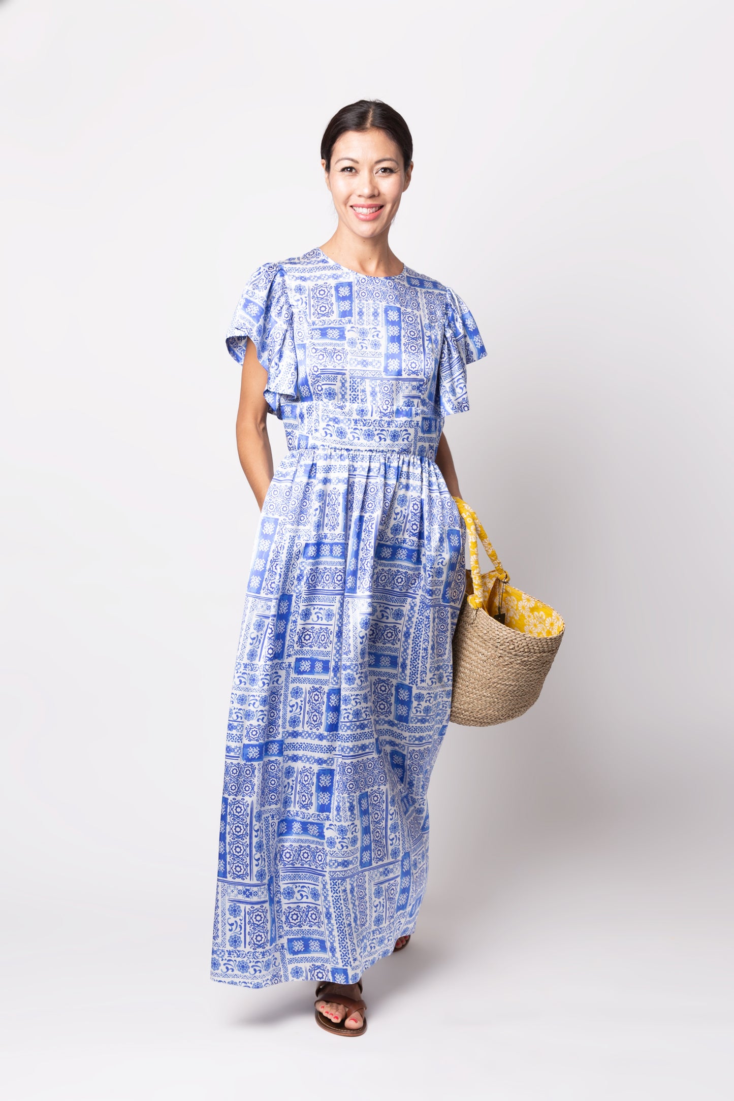 Ruffled Silk Dress - Blue