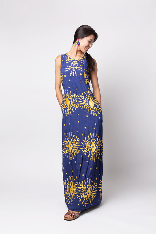Botanika dress - Royal blue and yellow