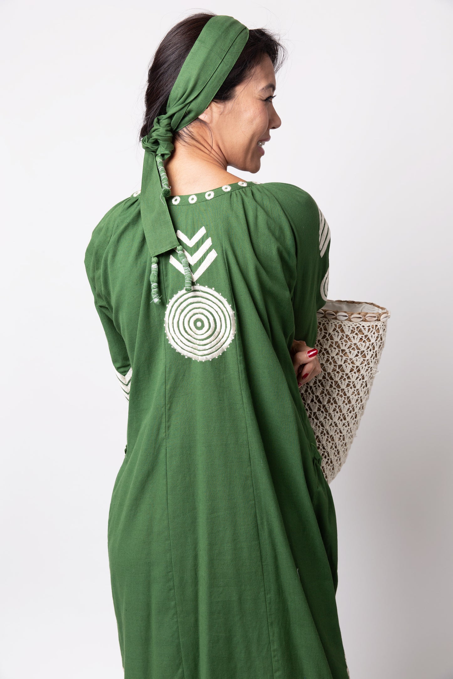 Barbarella dress - Green and white