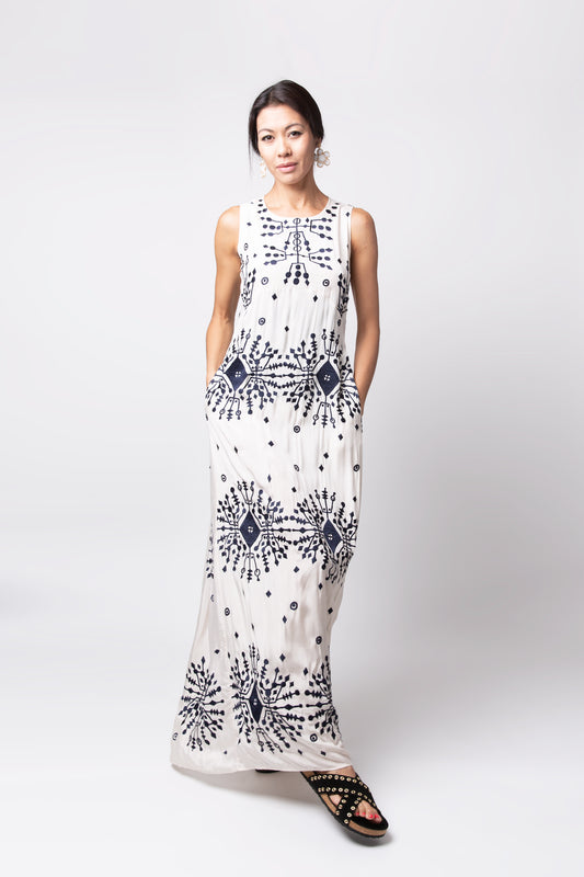 Botanika dress - White and navy