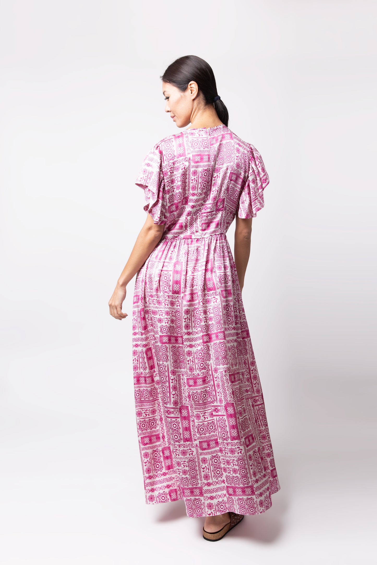 Ruffled Silk Dress - Pink