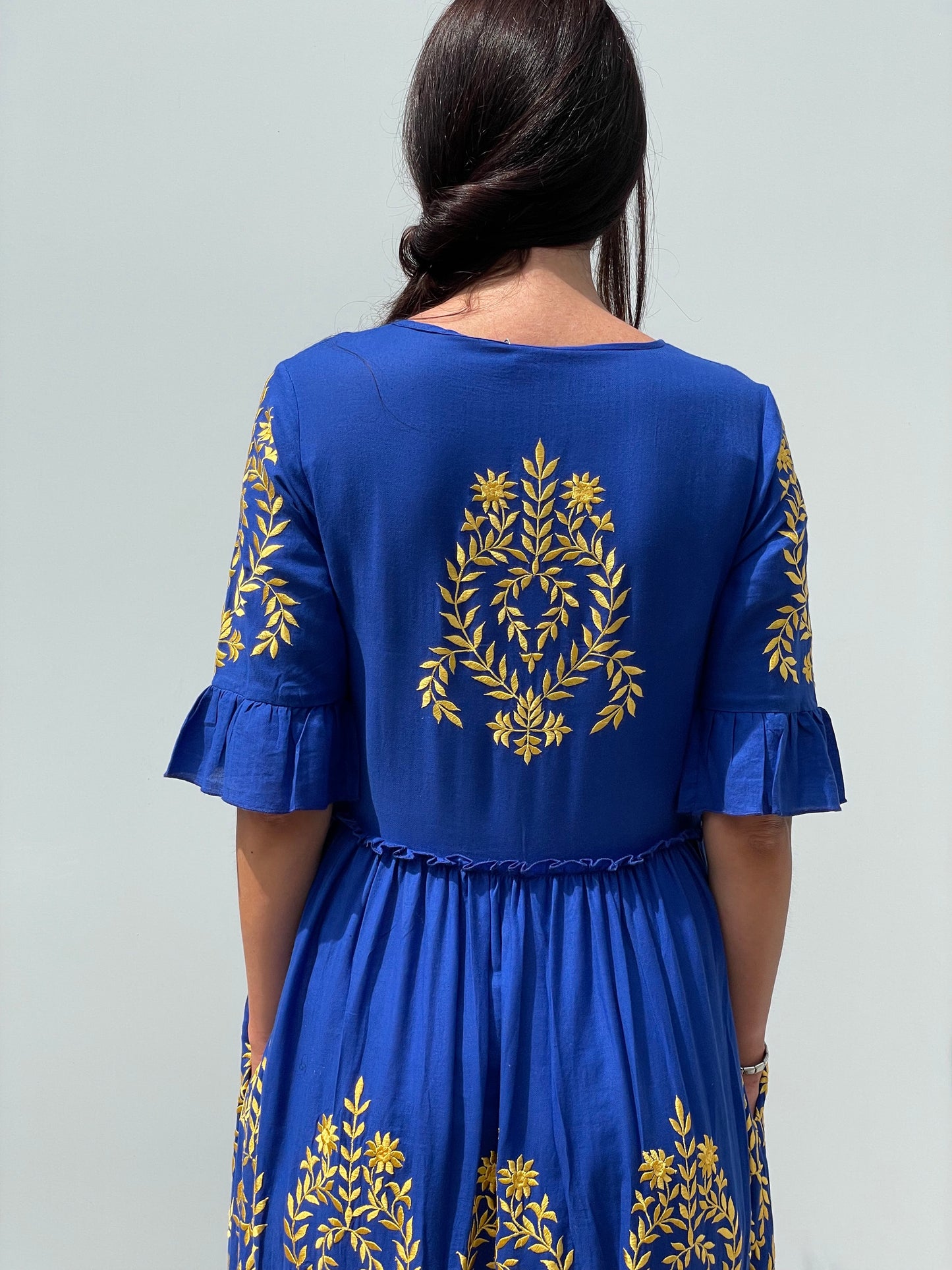 Diana Dress in Blue & Yellow