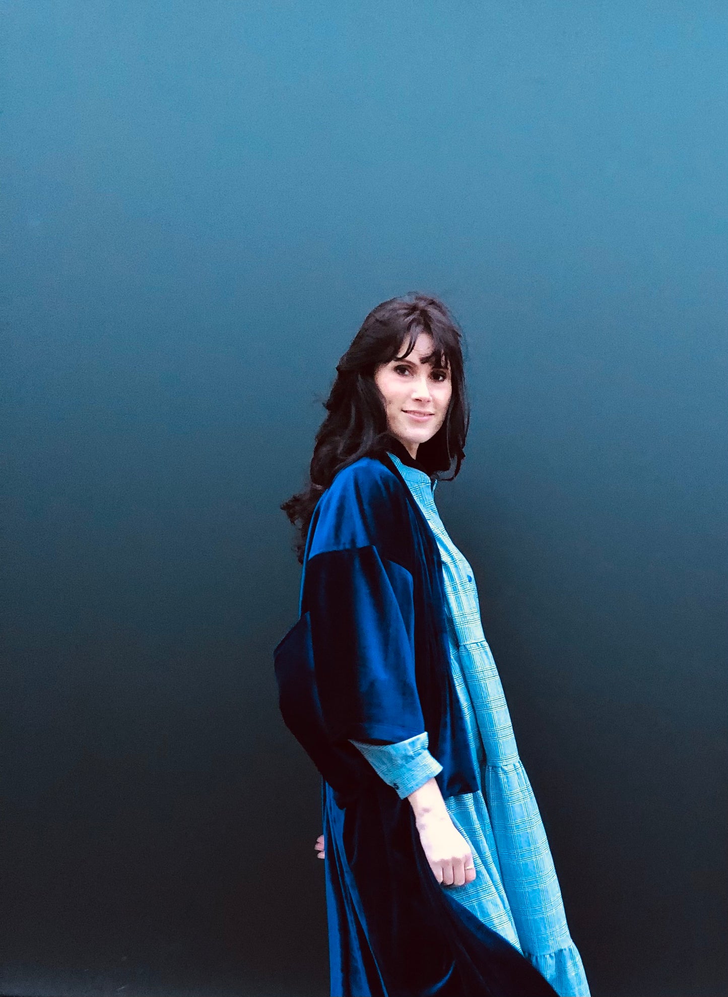 Velvet Kimono in Blue