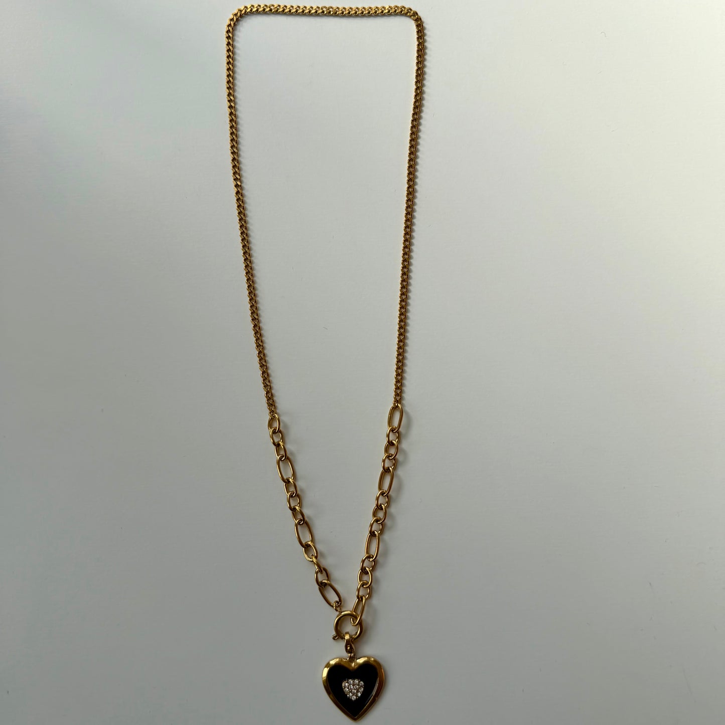 Black Heart Gold Plated Necklace