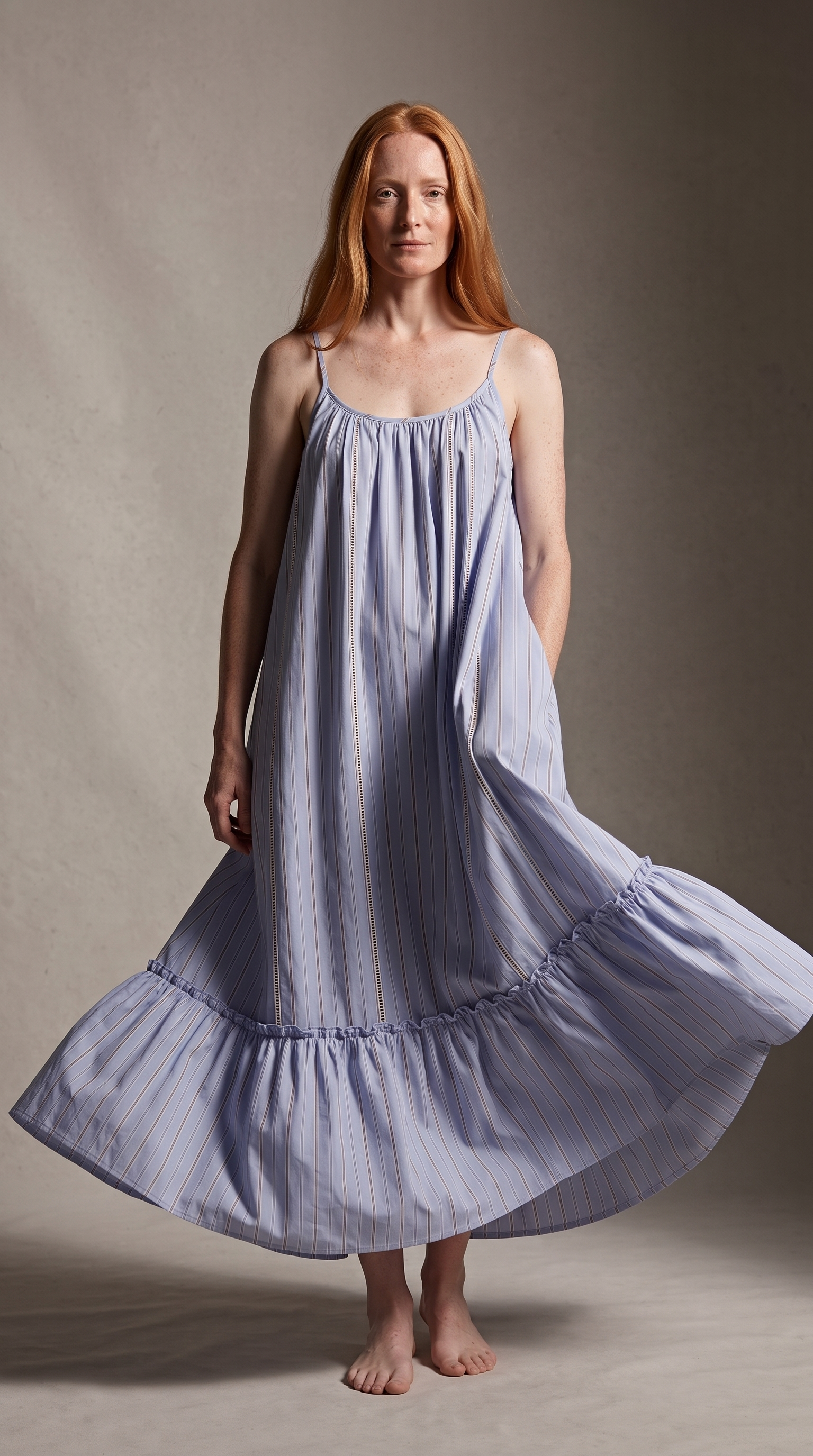 Amalfi Swirl Maxi Dress - Pinstripe