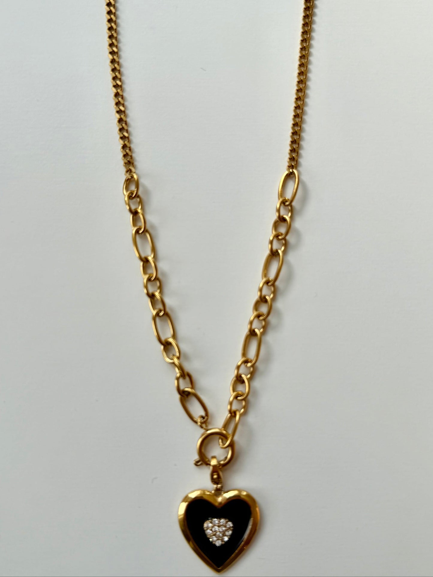 Black Heart Gold Plated Necklace