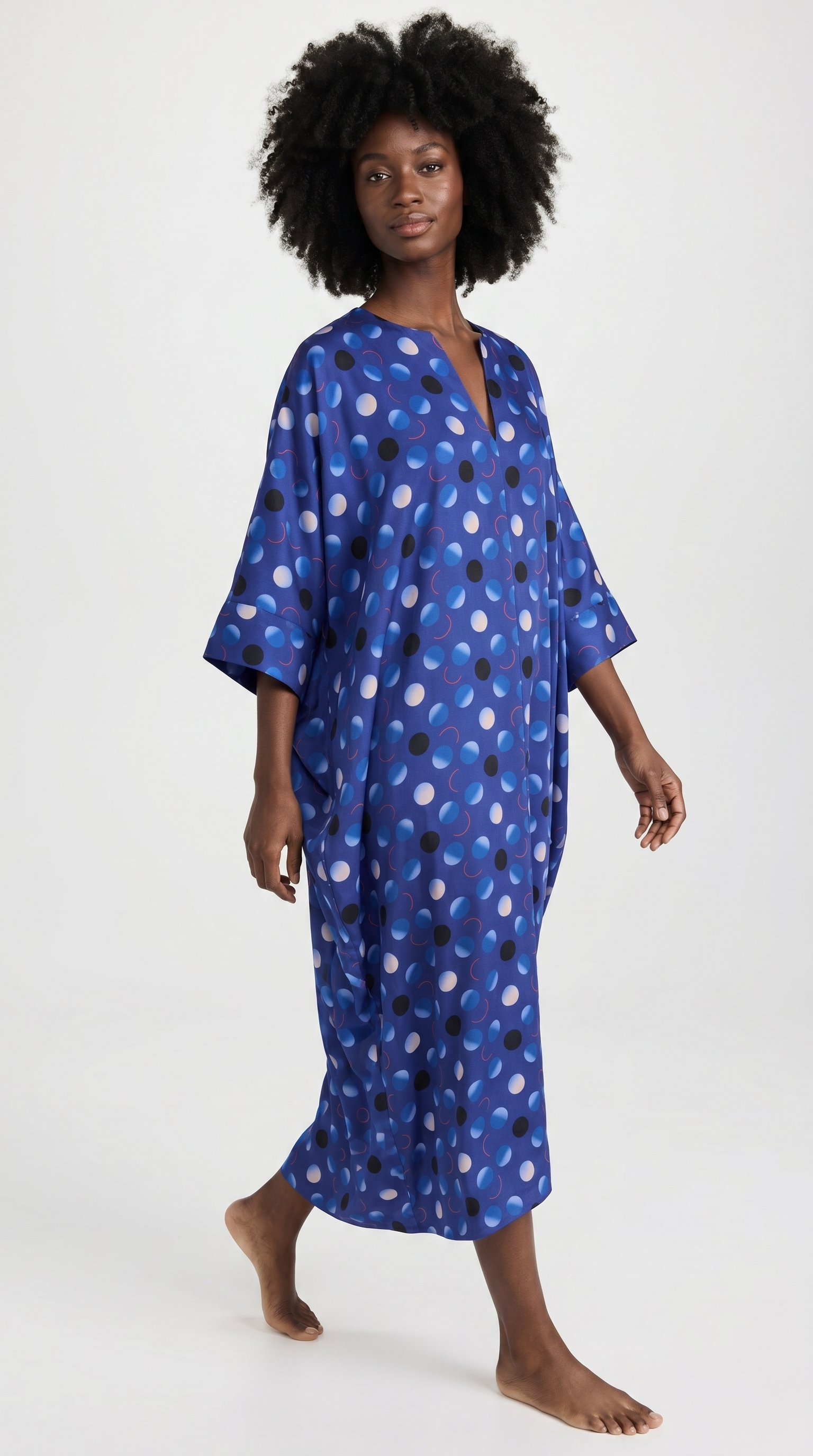 Capri Soleil Blue Silk Kaftan