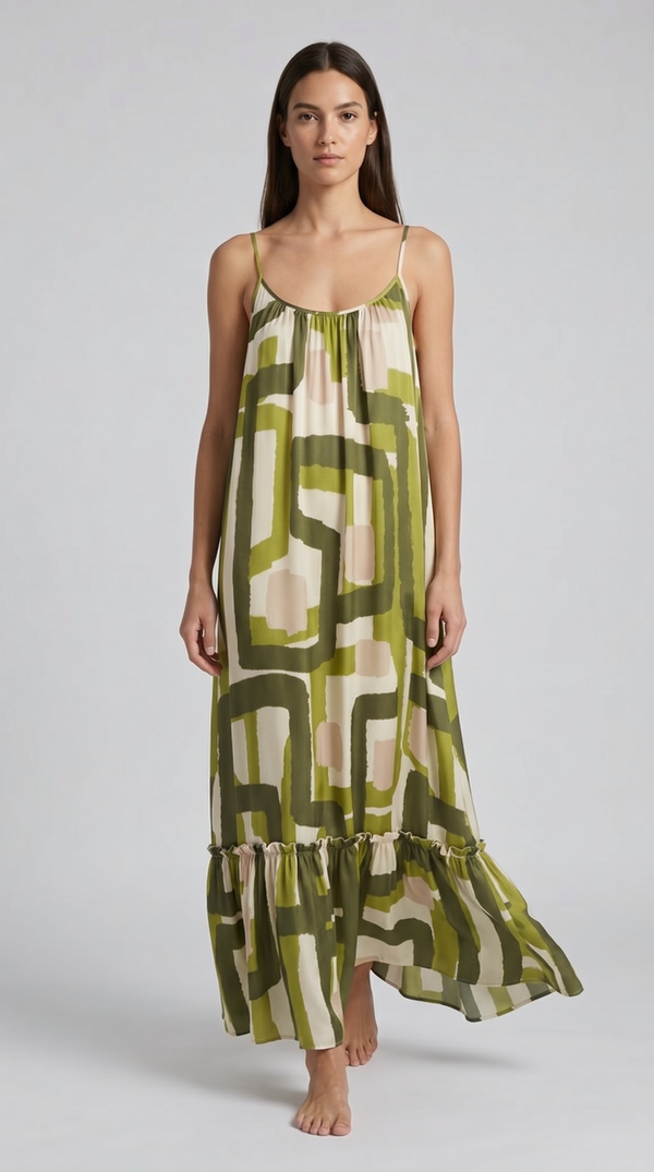 Amalfi Swirl Maxi Dress - Geometric