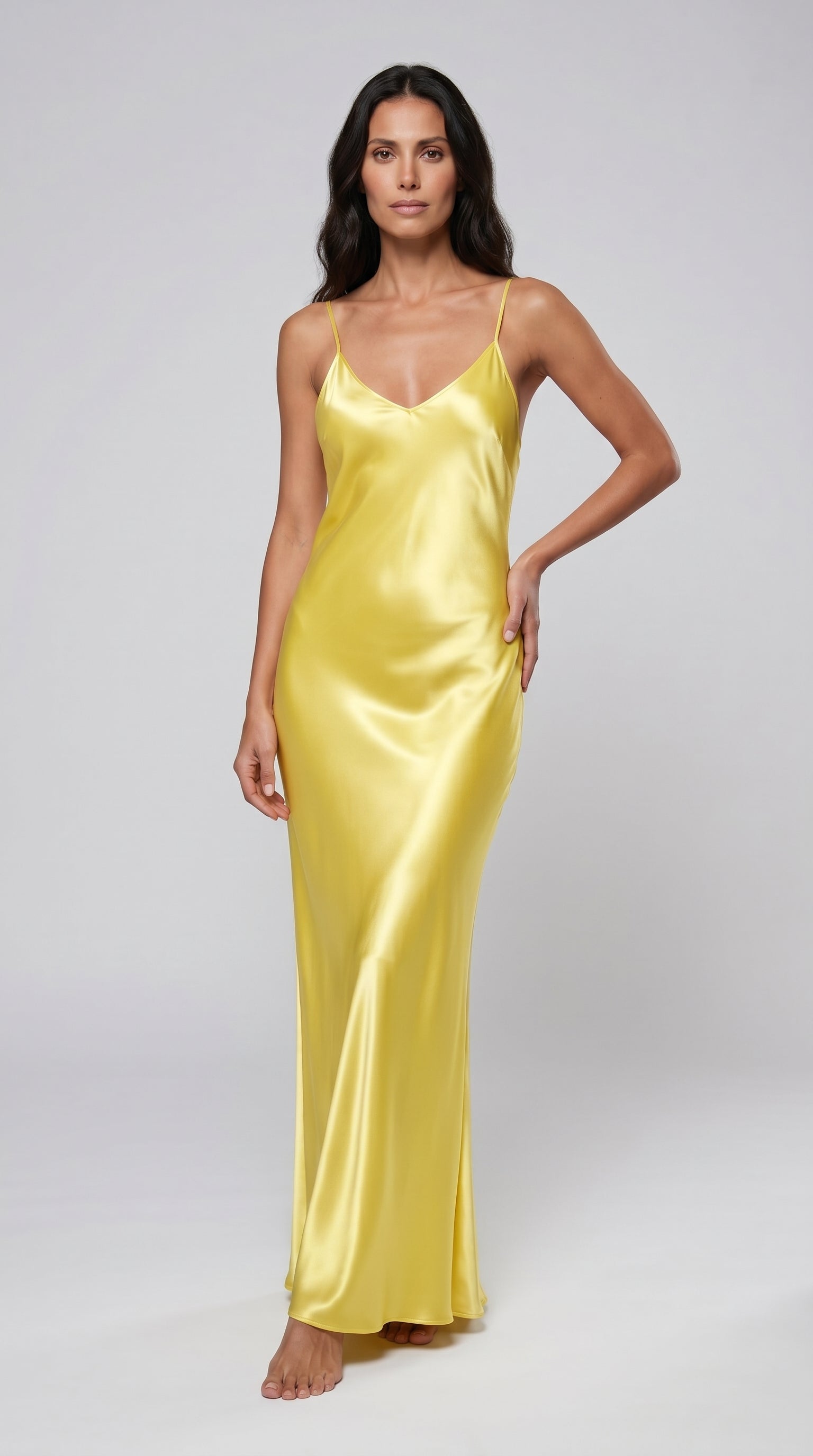 Portofino Pure Silk Satin Dress - Limoncello