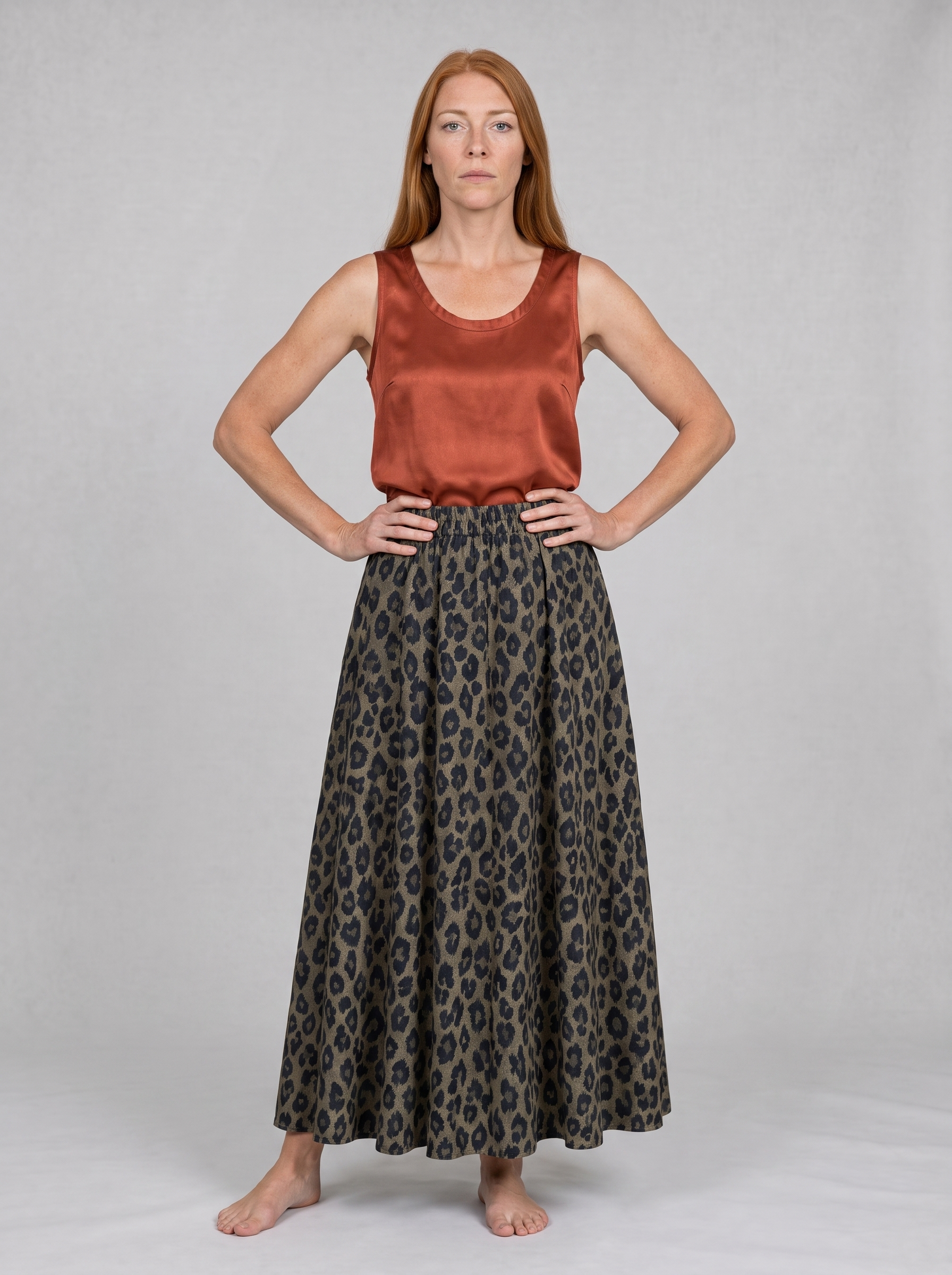 Savannah Khaki Leopard Maxi Skirt