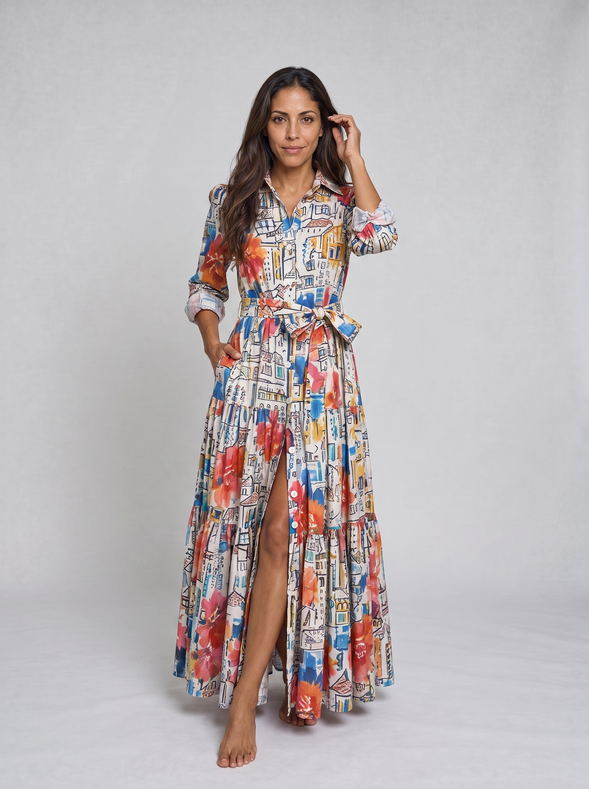 Positano Bloom Shirt Dress