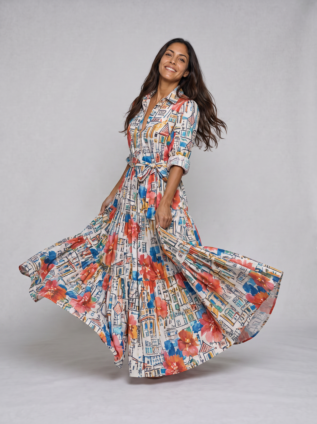 Positano Bloom Shirt Dress