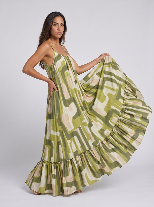 Amalfi Swirl Maxi Dress - Geometric