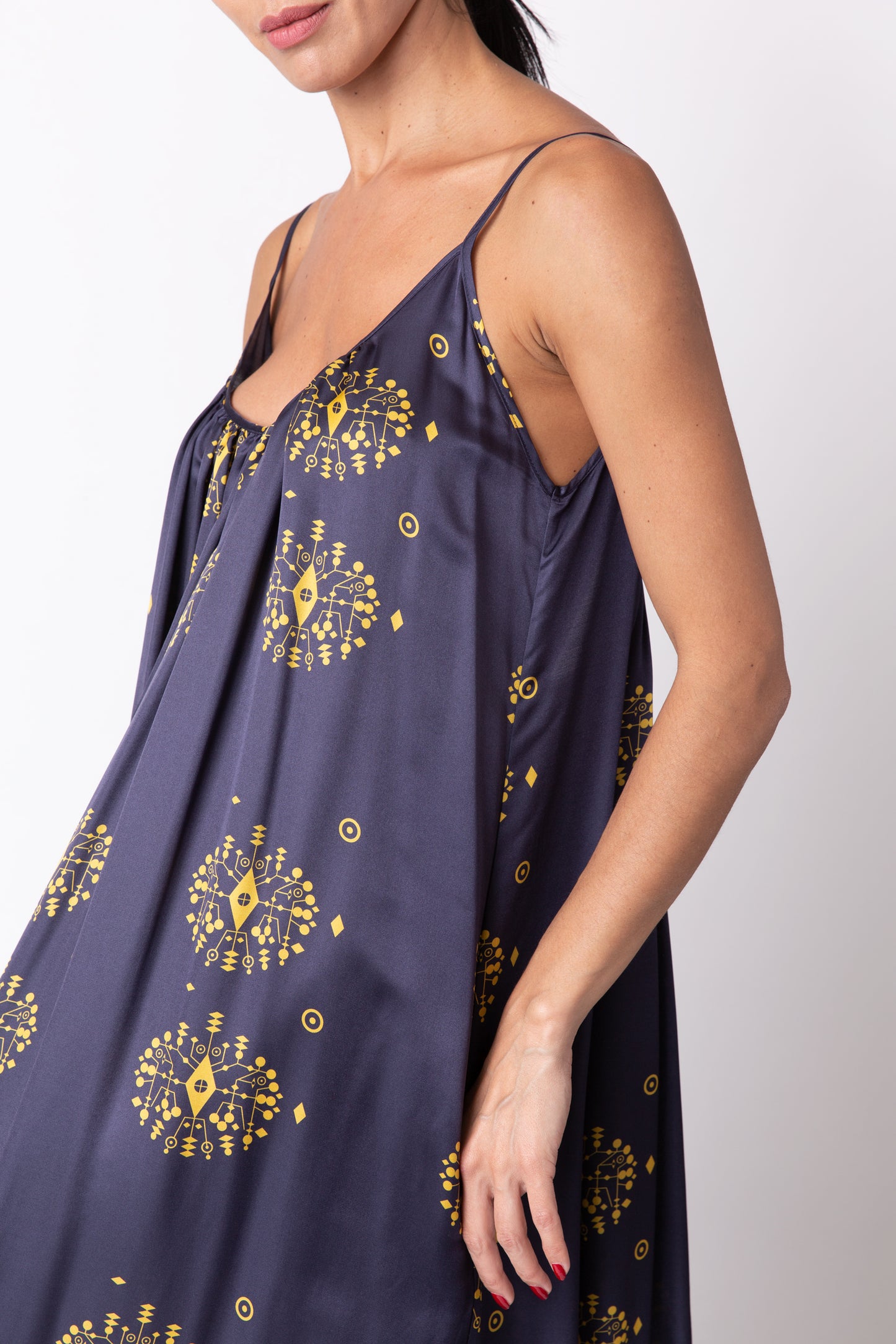 Silk Spaghetti dress - Navy