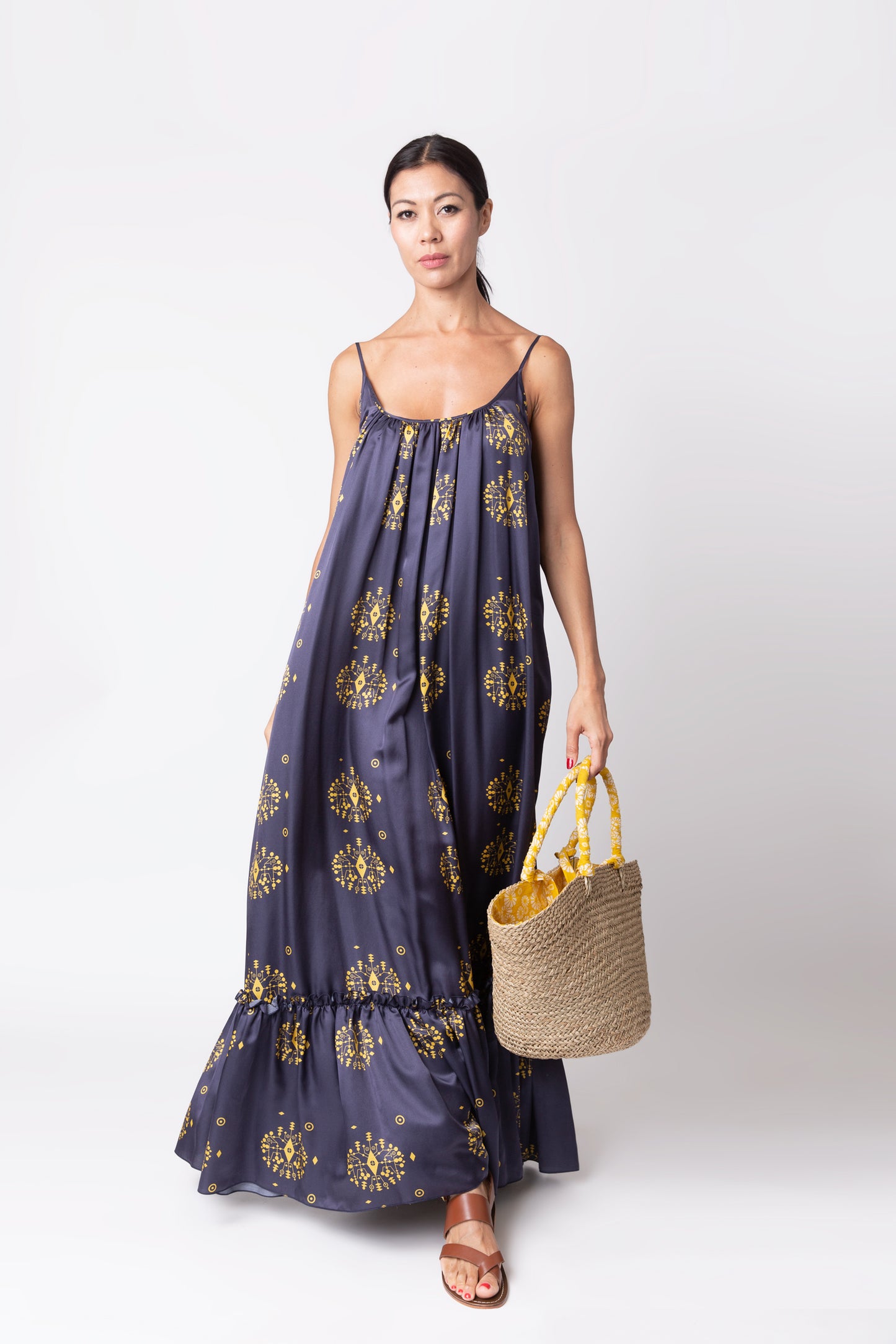 Silk Spaghetti dress - Navy