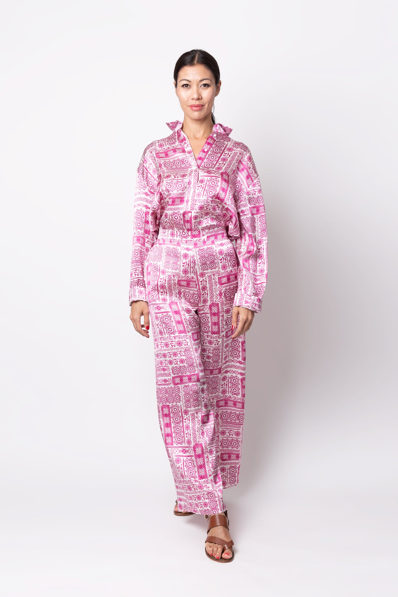Martina London Logo Silk Shirt - Pyjama Set