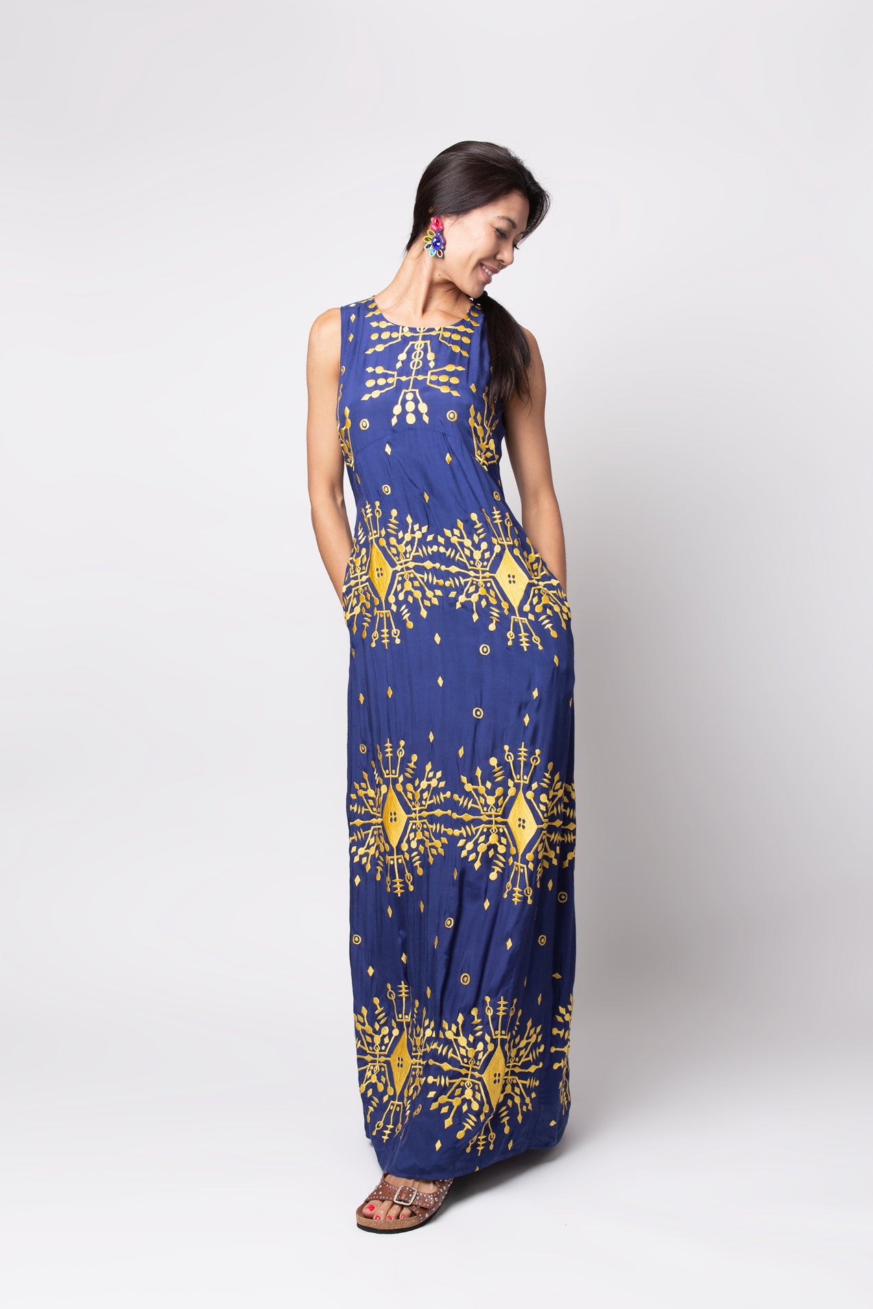 Botanika dress - Royal blue and yellow