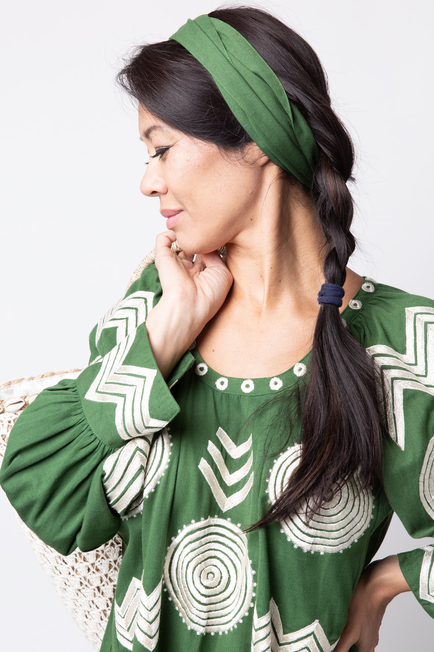 Barbarella dress - Green and white