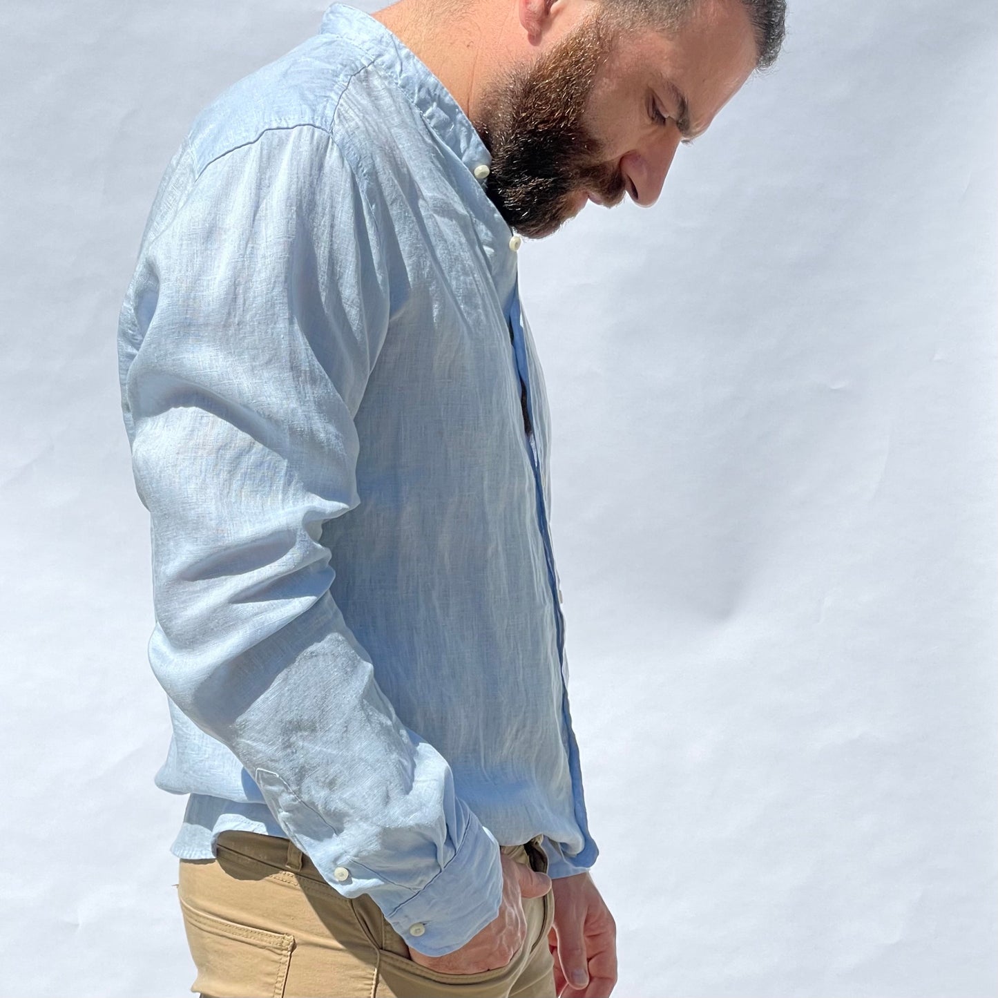 Linen Korean Collar Shirt
