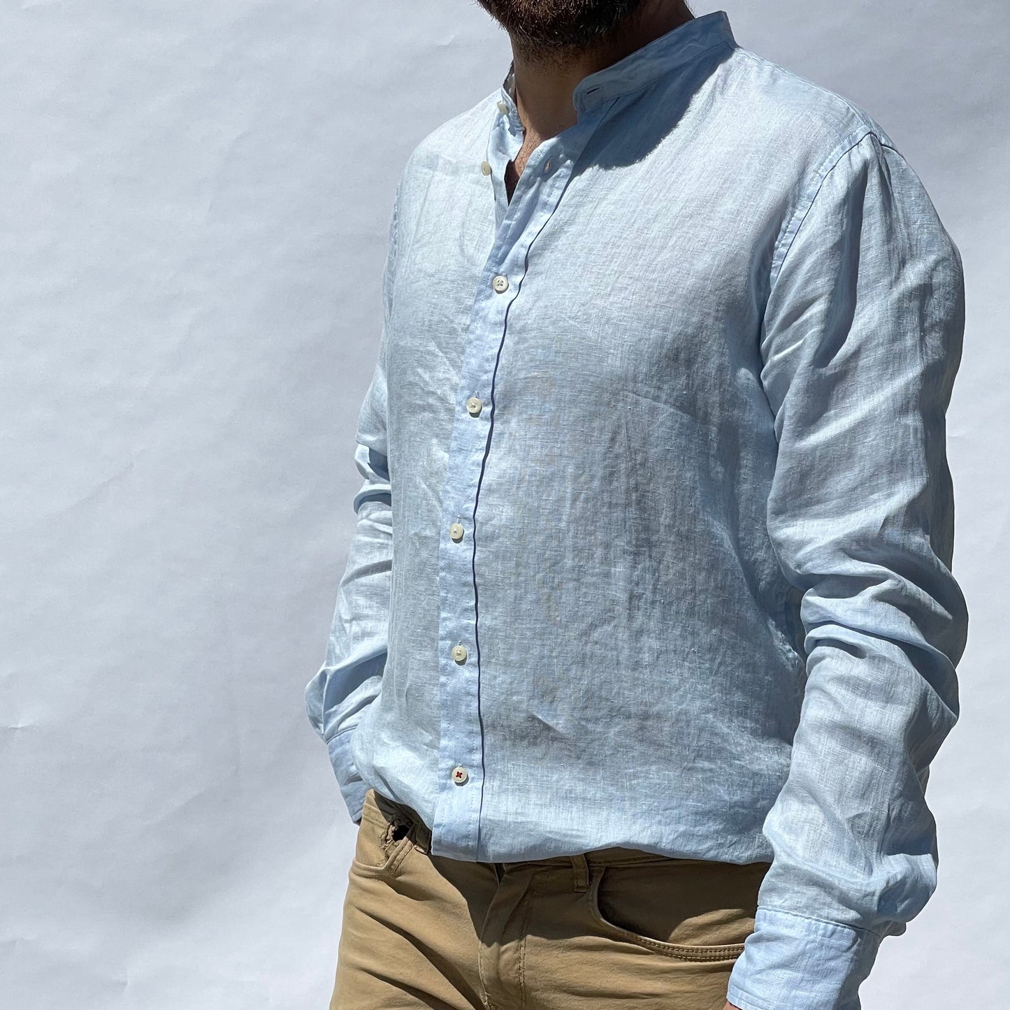 Linen Korean Collar Shirt