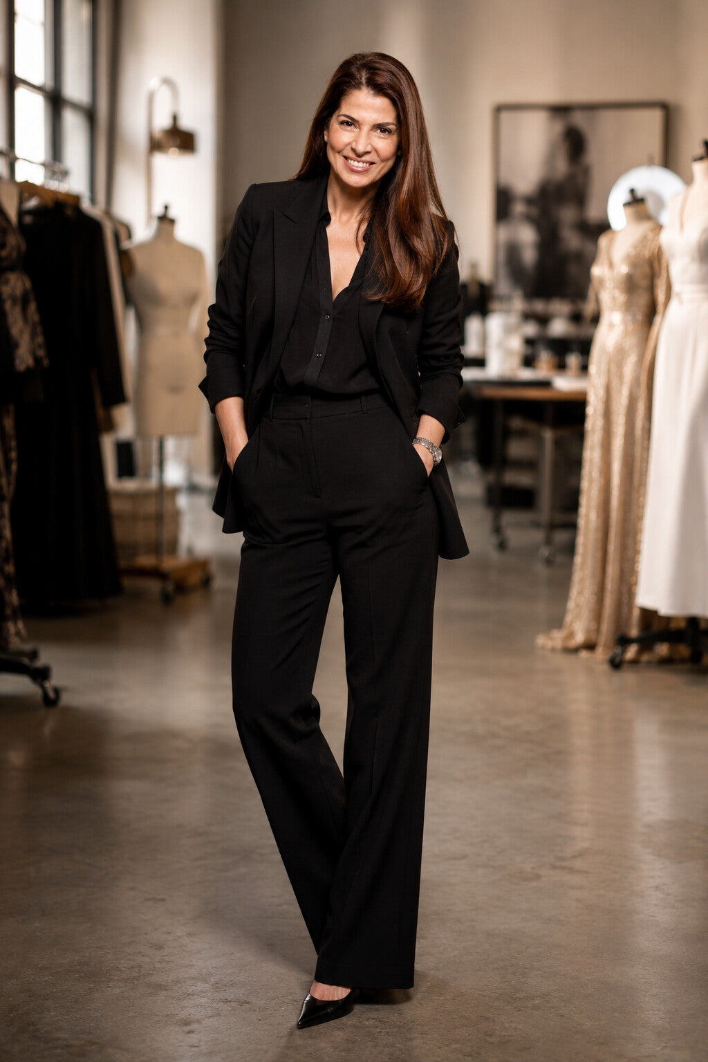 Barbara, founder of Martina London, in the atelier